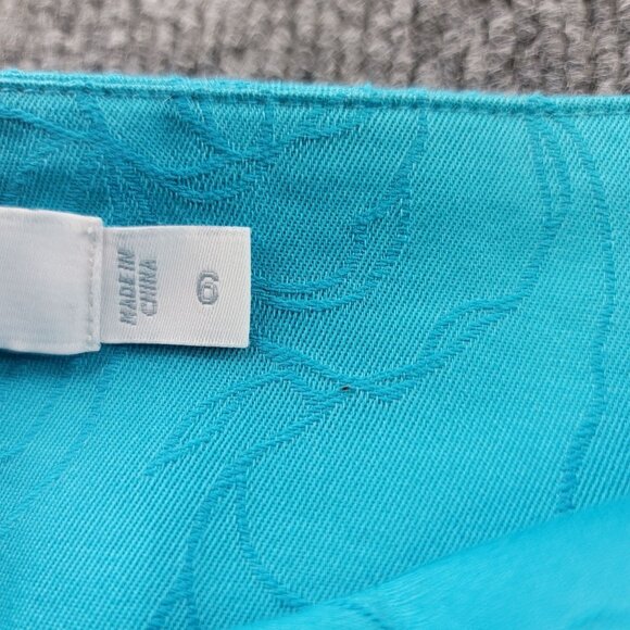 Lady Hagen Size 6 Turquoise Floral Embroidered Skirt Cotton Lined Golf Beach - Picture 4 of 8